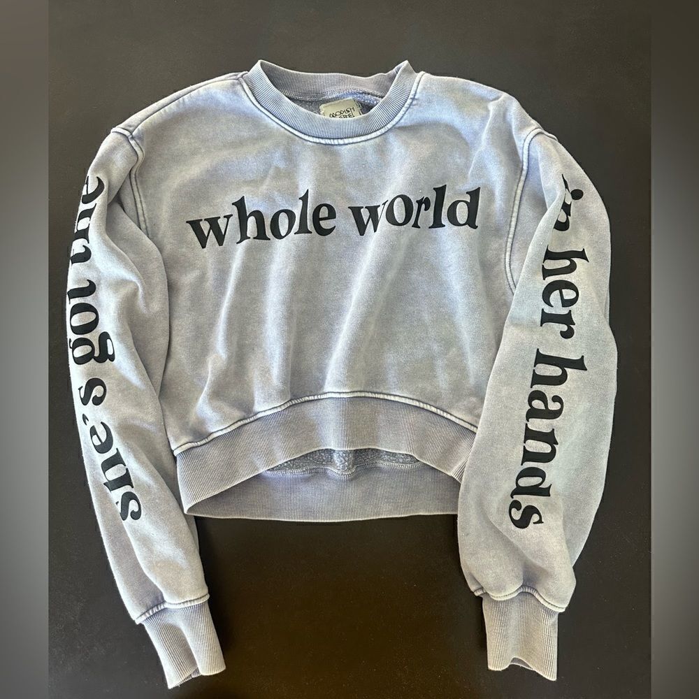 Gray Sweatshirt with Black Text